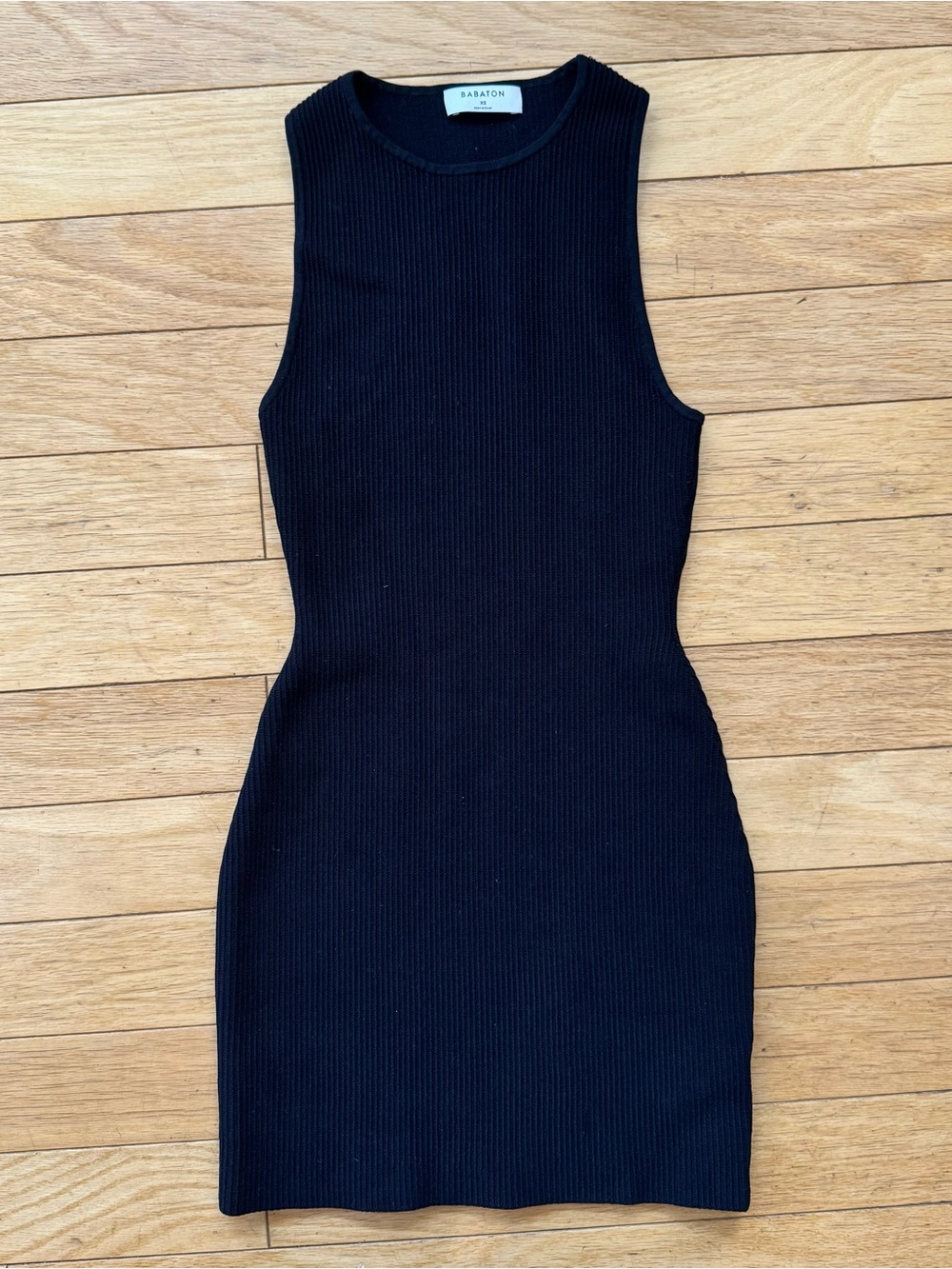 Black Ribbed Knit Bodycon Mini Dress Aritzia Babaton XS